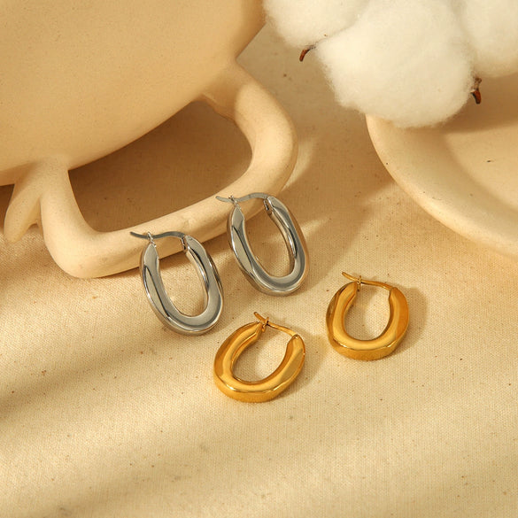 Wholesale Titanium Steel U Shaped Geometric Earrings With Electroplating For Women