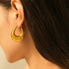 Wholesale 316L Stainless Steel U Shaped Geometric Niche Style Earrings With Gold Plated Treatment