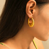 Wholesale 316L Stainless Steel U Shaped Geometric Niche Style Earrings With Gold Plated Treatment