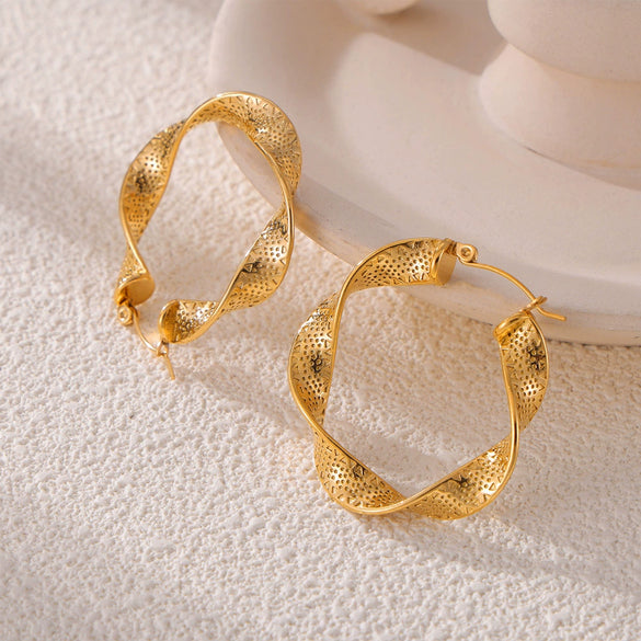 Wholesale Titanium Steel U Shaped Twisted Geometric Earrings With Electroplating For Women