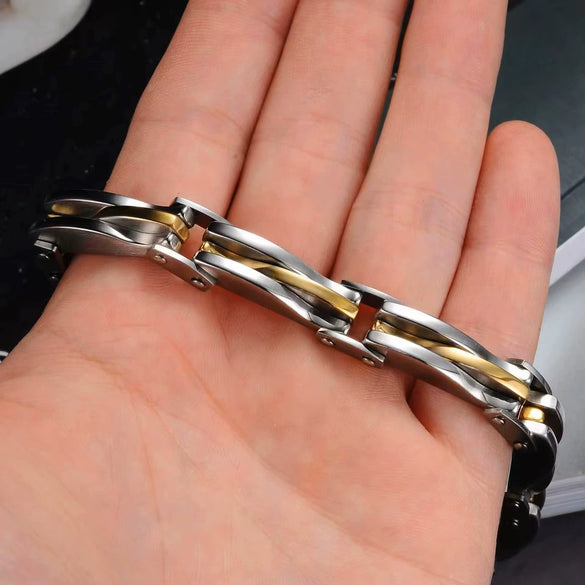 Wholesale Titanium Steel Unisex Bracelet With Geometric Design And Diamond Texture