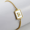 Wholesale 316L Stainless Steel Unisex Bracelet With Natural Shell And Letter Pattern Gold Inlaid