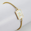 Wholesale 316L Stainless Steel Unisex Bracelet With Natural Shell And Letter Pattern Gold Inlaid