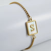 Wholesale 316L Stainless Steel Unisex Bracelet With Natural Shell And Letter Pattern Gold Inlaid