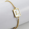 Wholesale 316L Stainless Steel Unisex Bracelet With Natural Shell And Letter Pattern Gold Inlaid