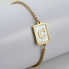 Wholesale 316L Stainless Steel Unisex Bracelet With Natural Shell And Letter Pattern Gold Inlaid