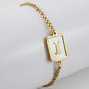 Wholesale 316L Stainless Steel Unisex Bracelet With Natural Shell And Letter Pattern Gold Inlaid
