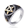 Wholesale Titanium Steel Unisex Geometric Fivepointed Star Ring With Electroplating