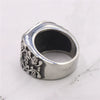 Wholesale Titanium Steel Unisex Ring Personality Retro Black Peach Epoxy Carved Dripping Oil Geometric Style