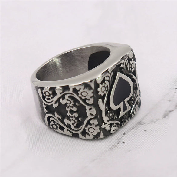 Wholesale Titanium Steel Unisex Ring Personality Retro Black Peach Epoxy Carved Dripping Oil Geometric Style