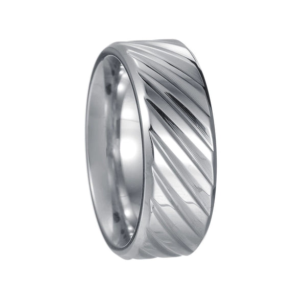 Wholesale Titanium Steel Unisex Ring With Geometric Pattern And Electroplating Treatment