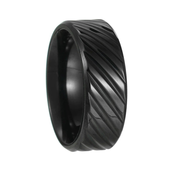 Wholesale Titanium Steel Unisex Ring With Geometric Pattern And Electroplating Treatment