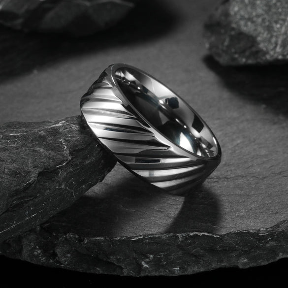 Wholesale Titanium Steel Unisex Ring With Geometric Pattern And Electroplating Treatment