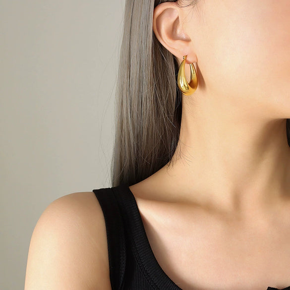 Wholesale 316L Stainless Steel Ushape Electroplated Earrings For Women