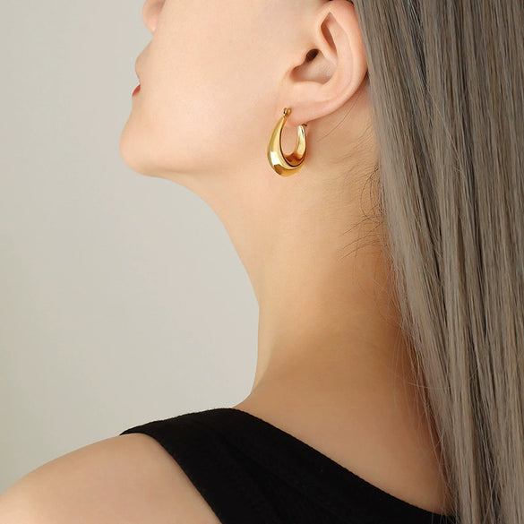 Wholesale 316L Stainless Steel Ushape Electroplated Earrings For Women