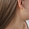 Wholesale Titanium Steel Ushape Geometric Retro Gold Inlaid Zircon Earrings For Women Electroplated