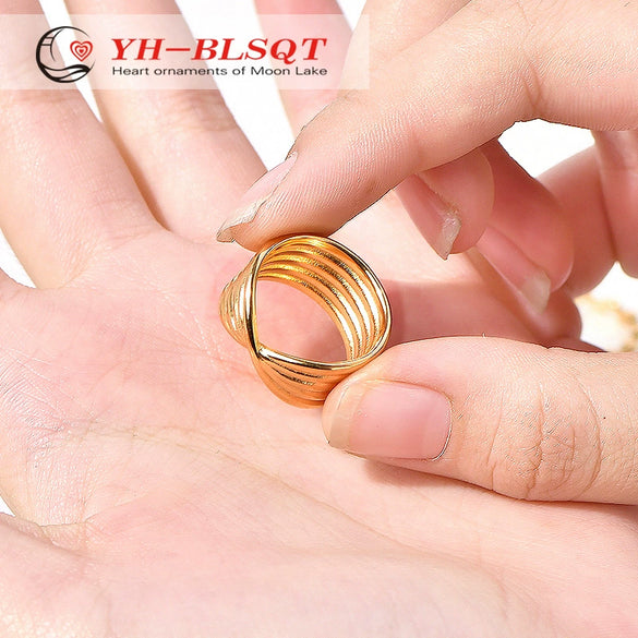 Wholesale Titanium Steel Ushaped Bowknot Ring For Women Electroplated Minimalist Style