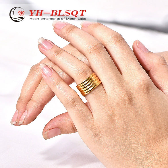 Wholesale Titanium Steel Ushaped Bowknot Ring For Women Electroplated Minimalist Style
