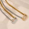 Wholesale Titanium Steel Ushaped Drop Pendant Necklace With Box Chain Electroplated In Real Gold
