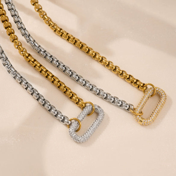 Wholesale Titanium Steel Ushaped Drop Pendant Necklace With Box Chain Electroplated In Real Gold