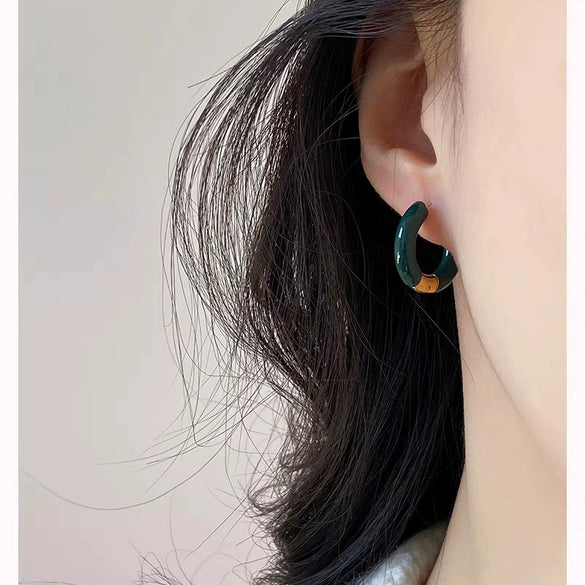 Wholesale Titanium Steel Ushaped Electroplated Earrings For Women Retro Style