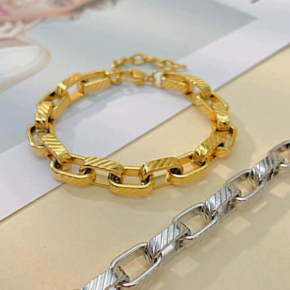 Wholesale Titanium Steel Ushaped Electroplated Unisex Hip Hop Style Bracelet
