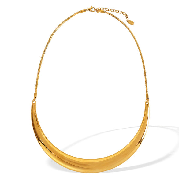 Wholesale 316L Stainless Steel Ushaped Fashion Simple Exquisite Fanshaped Arc Necklace With Electroplating Design For Women