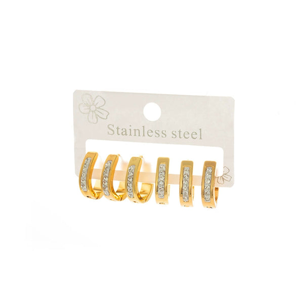 Wholesale Titanium Steel Ushaped Geometric Diamond Stud Earrings Electroplated For Women Fashion Minimalist Style