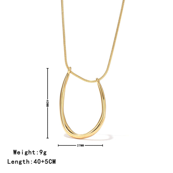 Wholesale Titanium Steel Ushaped Pendant Necklace Electroplated Simple Style Women's Accessory