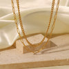 Wholesale Titanium Steel Ushaped Real Gold Plated Light Luxury Geometric Doublelayer Necklace For Women