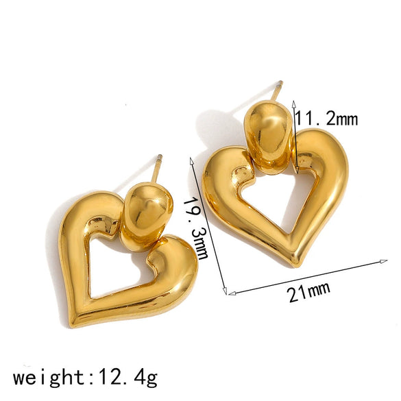 Wholesale Titanium Steel Vintage Earrings With Heart And Geometric Patterns Casting And Electroplating For Women
