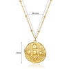 Wholesale Titanium Steel Vintage Geometric Sunshaped Pendant Necklace Electroplated 18K Gold
