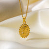 Wholesale Titanium Steel Vintage Geometric Sunshaped Pendant Necklace Electroplated 18K Gold
