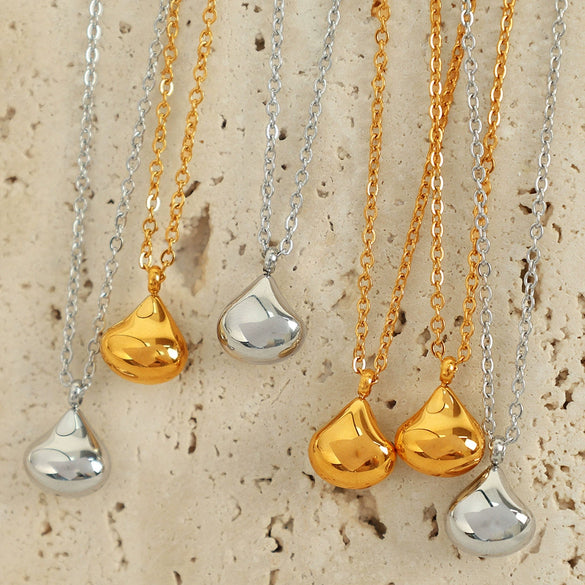 Wholesale 316L Stainless Steel Water Drop Pendant Necklace For Women Fashion Ol Style With Electroplating