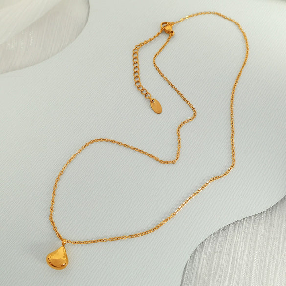 Wholesale 316L Stainless Steel Water Drop Pendant Necklace For Women Fashion Ol Style With Electroplating