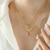 Wholesale Titanium Steel Water Drop Pendant Necklace Geometric Style Electroplated For Women