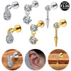Wholesale Titanium Steel Water Drop Zircon Ear Nail And Lip Nail With Heart Bow Tie Star Shape Electroplating For Unisex