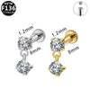 Wholesale Titanium Steel Water Drop Zircon Ear Nail And Lip Nail With Heart Bow Tie Star Shape Electroplating For Unisex