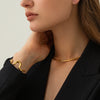 Wholesale Titanium Steel Waveshaped Women's Bracelet With 18K Gold Electroplated Stainless Steel Geometric Style