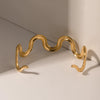 Wholesale Titanium Steel Waveshaped Women's Bracelet With 18K Gold Electroplated Stainless Steel Geometric Style