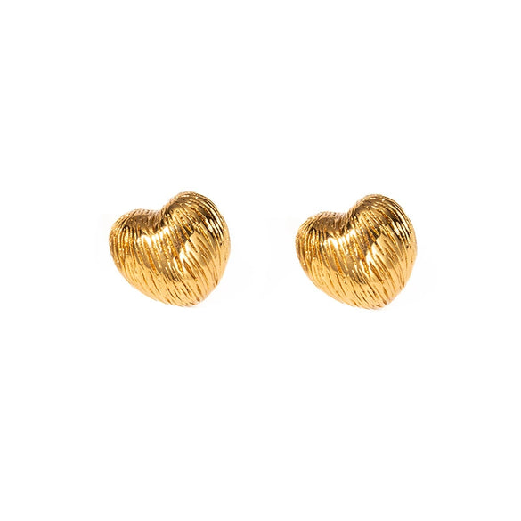 Wholesale Titanium Steel Wiredrawing Heartshaped Electroplated Simple Love Ear Studs For Women