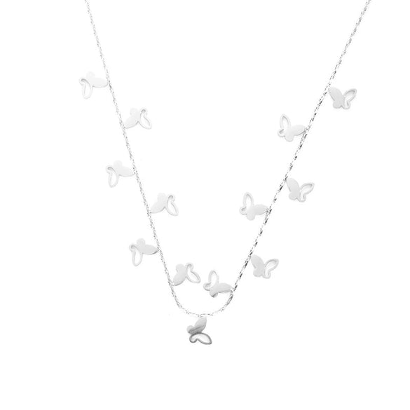 Wholesale Titanium Steel Women's Butterfly Hollow Necklace With Electroplating