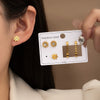 Wholesale Titanium Steel Women's Earrings Set Creative Geometric Simple Roman Circle Flower Electroplated