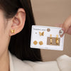 Wholesale Titanium Steel Women's Earrings With Fourleaf Clover And Double Butterfly Geometric Insect Pattern Electroplated