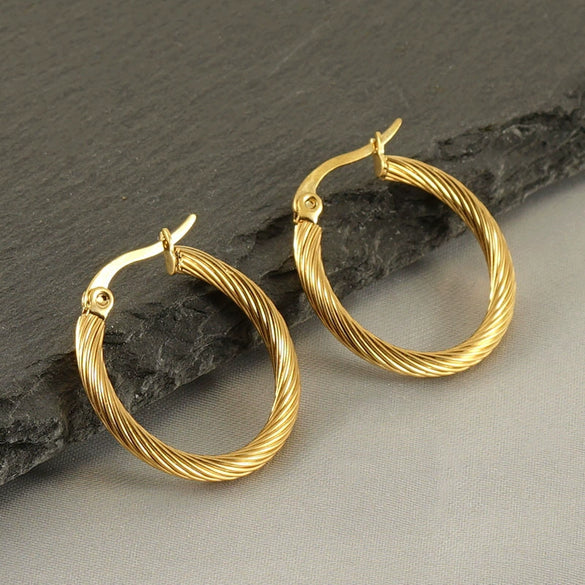 Wholesale Titanium Steel Women's Earrings With Geometric Spiral Pattern And Electroplating Treatment