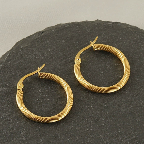 Wholesale Titanium Steel Women's Earrings With Geometric Spiral Pattern And Electroplating Treatment
