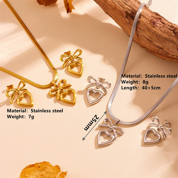 Wholesale Titanium Steel Women's Earrings With Love Water Drops And Bell Patterns And Bow And Hollow Shapes