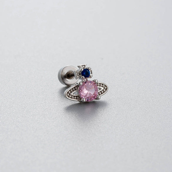 Wholesale Titanium Steel Women's Fairy Style Ear Nail With Pink Zircon And Heart Fivepointed Star Love Bear Shapes