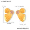 Wholesale 316L Stainless Steel Women's Geometric Butterfly Shape Electroplated Earrings Inlaid With Cat's Eye Stone