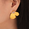 Wholesale 316L Stainless Steel Women's Geometric Butterfly Shape Electroplated Earrings Inlaid With Cat's Eye Stone